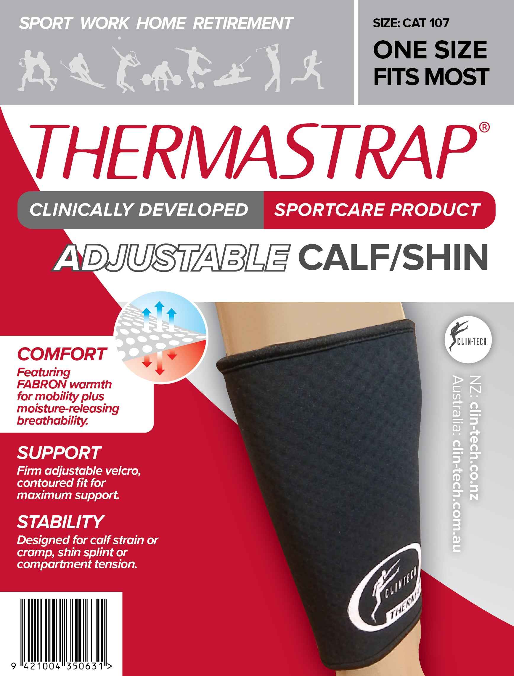 Thermastrap Calf/Shin Support - Clin - Tech NZ Limited