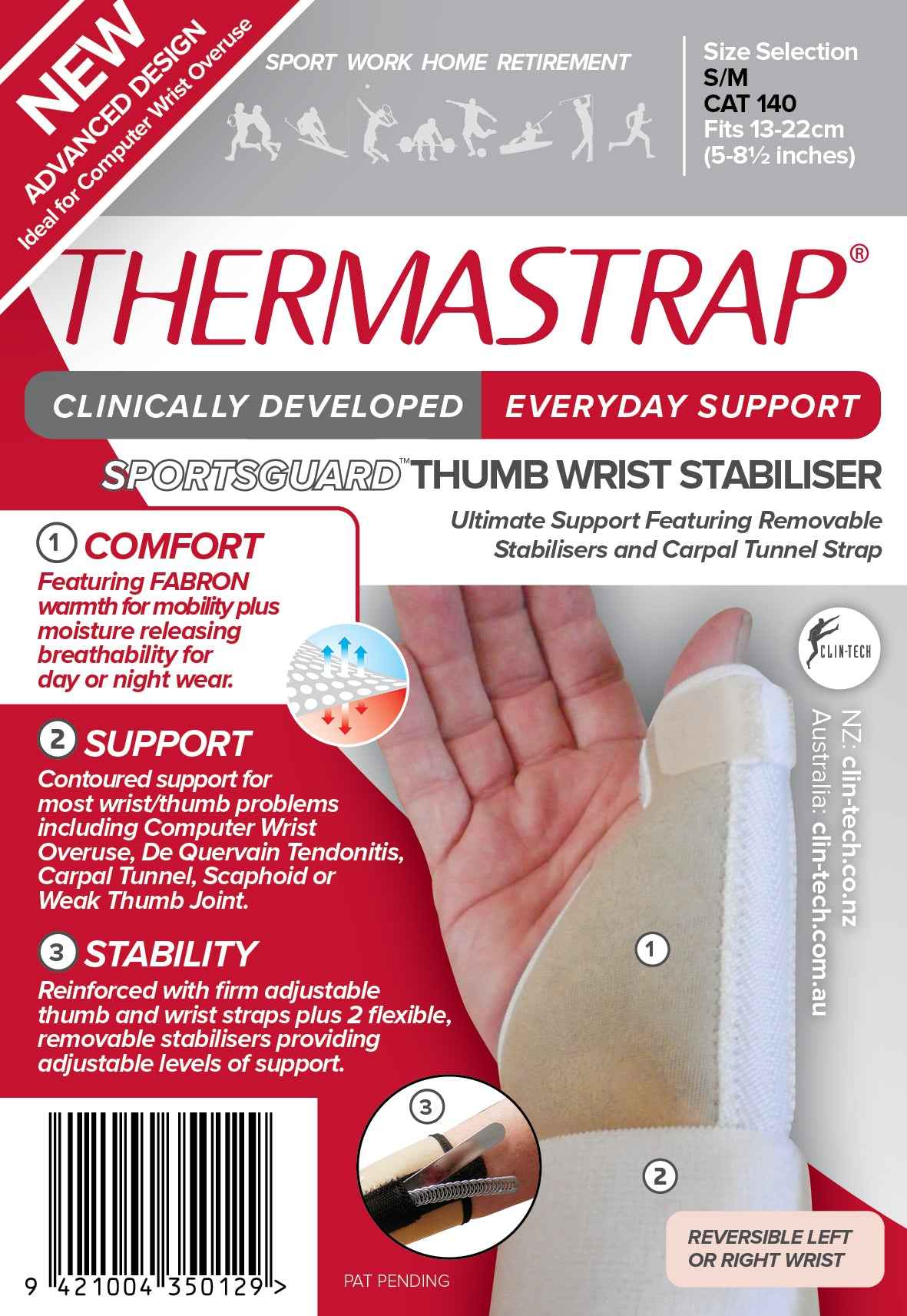 Thermastrap Sportsguard Thumb Wrist Stabiliser S/M - Clin - Tech NZ Limited
