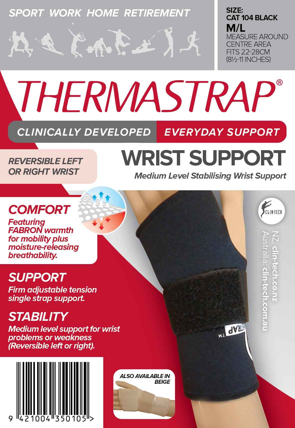 Thermastrap Wrist Support - Clin - Tech NZ Limited